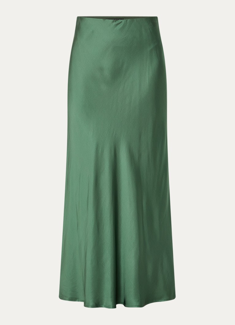 Bruuns Bazaar Dames High waist maxi rok van satijn in de kleur Donkergroen
