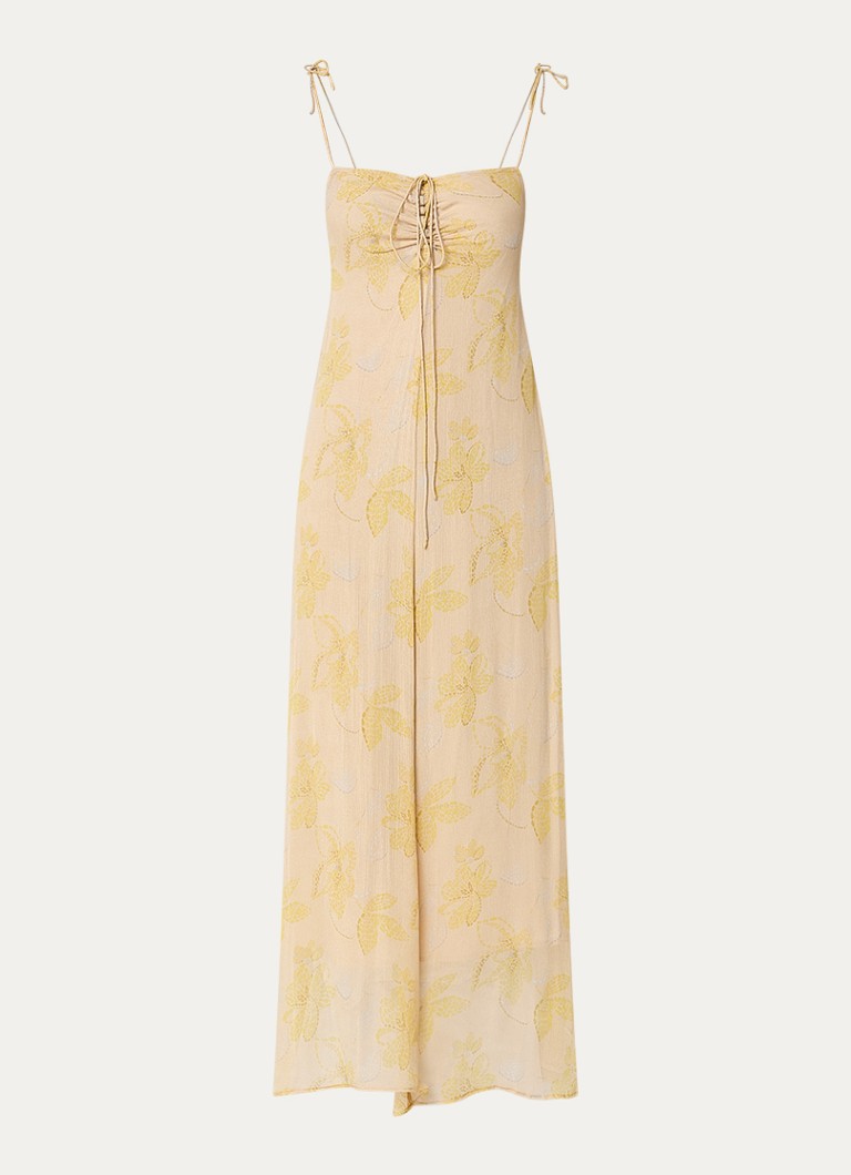 Bruuns Bazaar Dames Bally maxi jurk met print in de kleur Okergeel