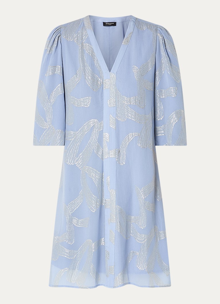 Bruuns Bazaar Dames Amandra mini jurk met V-hals en print in de kleur Blauwgrijs