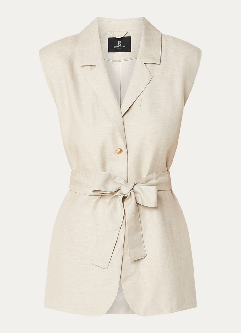Bruuns Bazaar Dames Alphandra gilet met strikceintuur in de kleur Gebroken wit