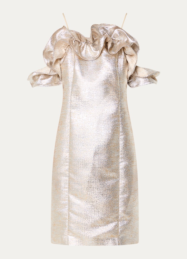 Bruuns Bazaar Dames Martha mini jurk met metallic finish in de kleur Goud