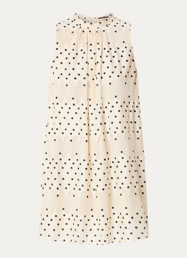 Bruuns Bazaar Dames Tahina mini jurk met sjaalkraag in de kleur Ivoor