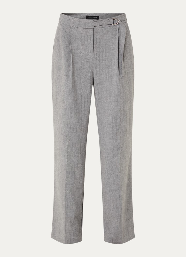 Bruuns Bazaar Dames High waist straight fit pantalon met krijtstreep in de kleur Grijs