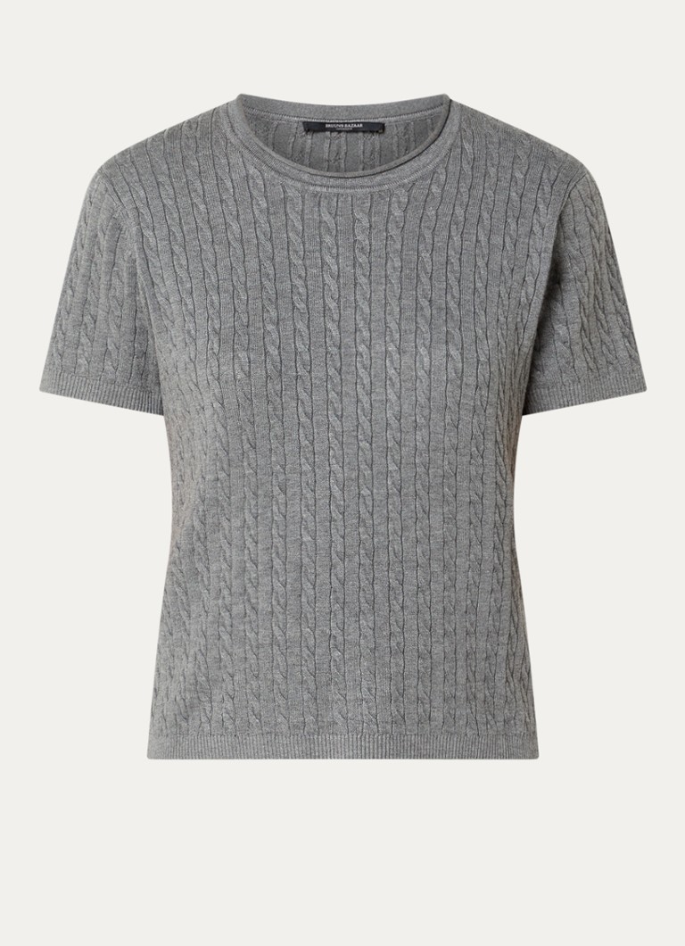 Bruuns Bazaar Dames Glenda kabelgebreide T-shirt in de kleur Grijsmele