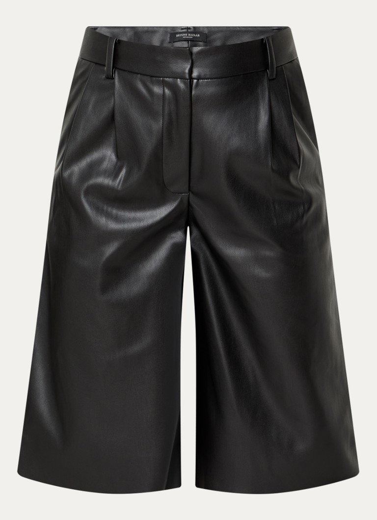 Bruuns Bazaar Dames Winya high waist wide fit shorts met steekzakken in de kleur Zwart