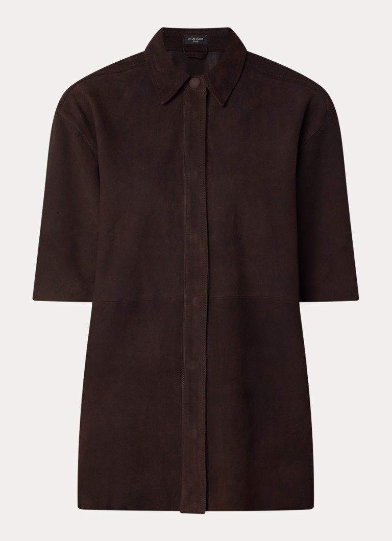 Bruuns Bazaar Dames Castania blouse van suède in de kleur Donkerbruin