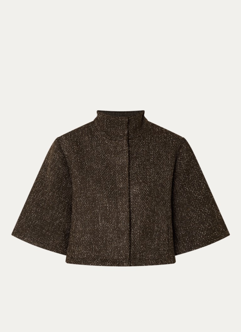 Bruuns Bazaar Dames Cape met tweed-look in de kleur Bruin