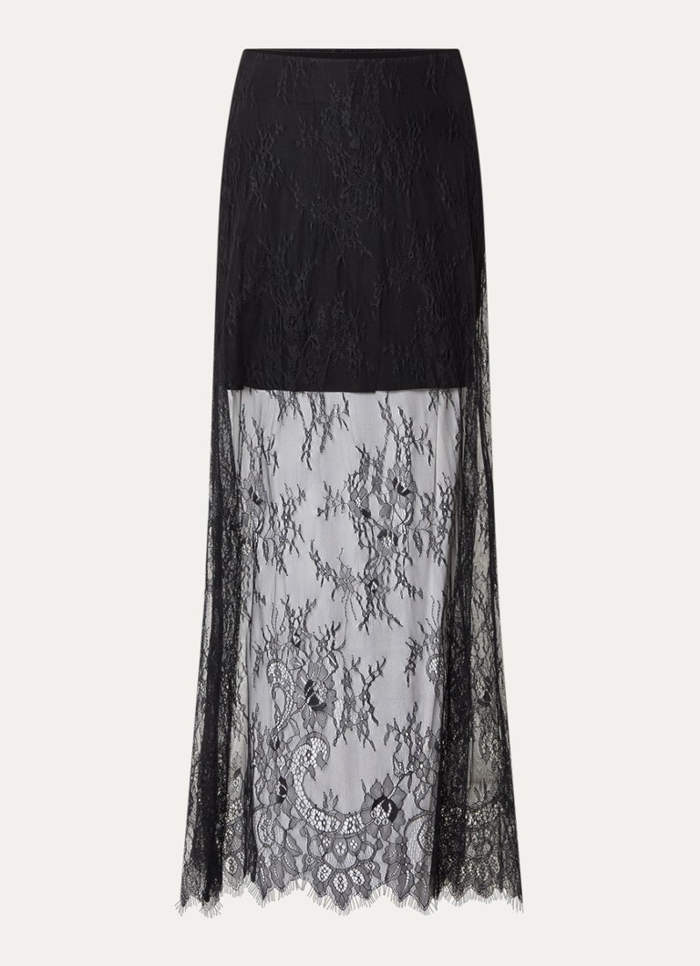 Bruuns Bazaar Dames LaccoBBIna semi-transparante maxi rok van kant in de kleur Zwart
