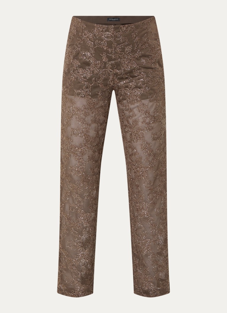 Bruuns Bazaar Dames Pholido straight fit broek met pailletten in de kleur Bruin