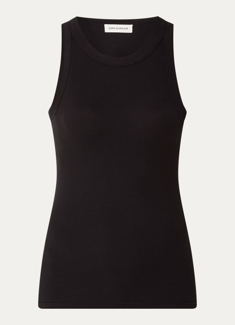 Sofie Schnoor Dames Julliesw tanktop met ribstructuur in de kleur Zwart