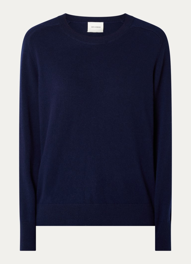 Sofie Schnoor Dames Fijngebreide pullover met gemêleerd dessin in de kleur Donkerblauw