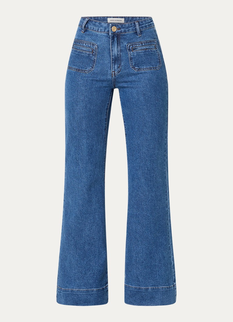 Sofie Schnoor Dames Noelle high waist flared jeans met medium wassing in de kleur Indigo