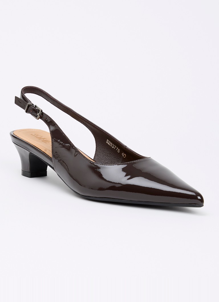 Sofie Schnoor Dames Helenasw slingback van lakleer in de kleur Donkerbruin