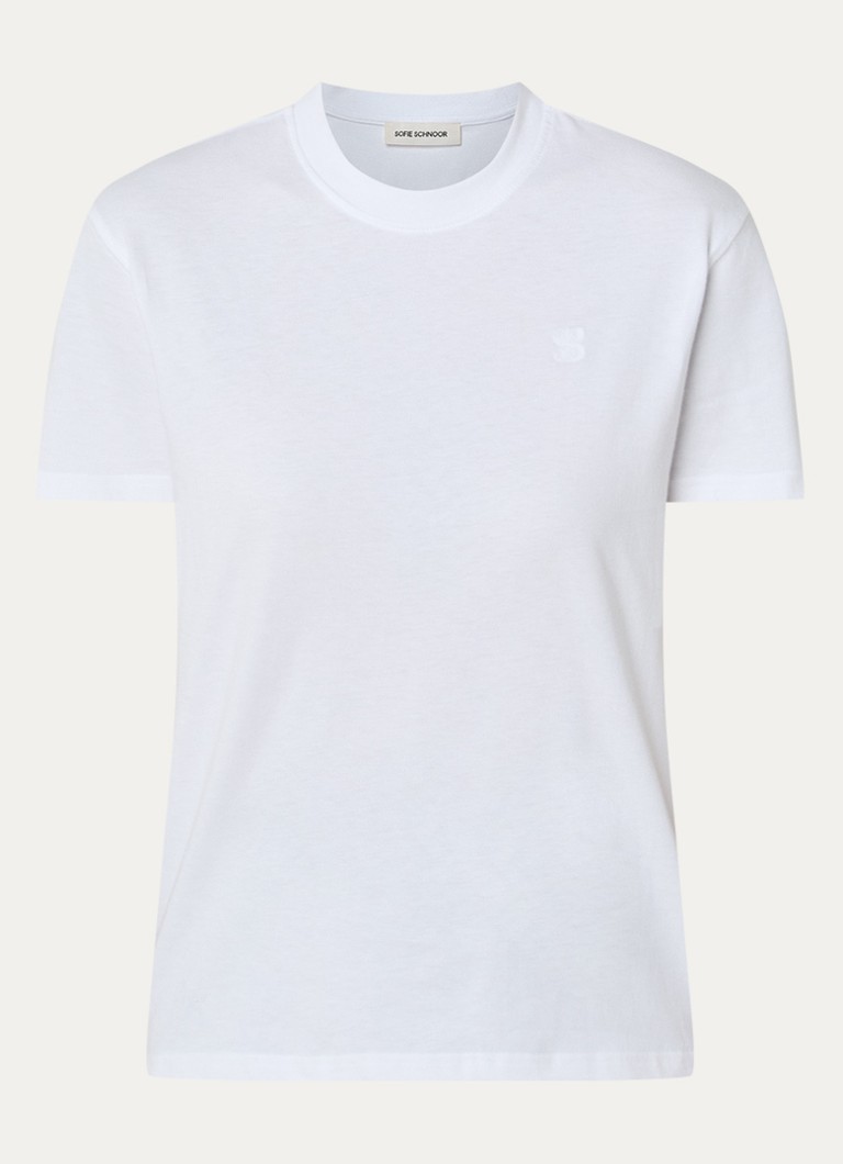 Sofie Schnoor Dames Vaja T-shirt met logoborduring in de kleur Wit