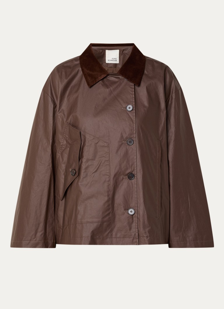 Sofie Schnoor Dames Agatha jack met details van corduroy in de kleur Donkerbruin