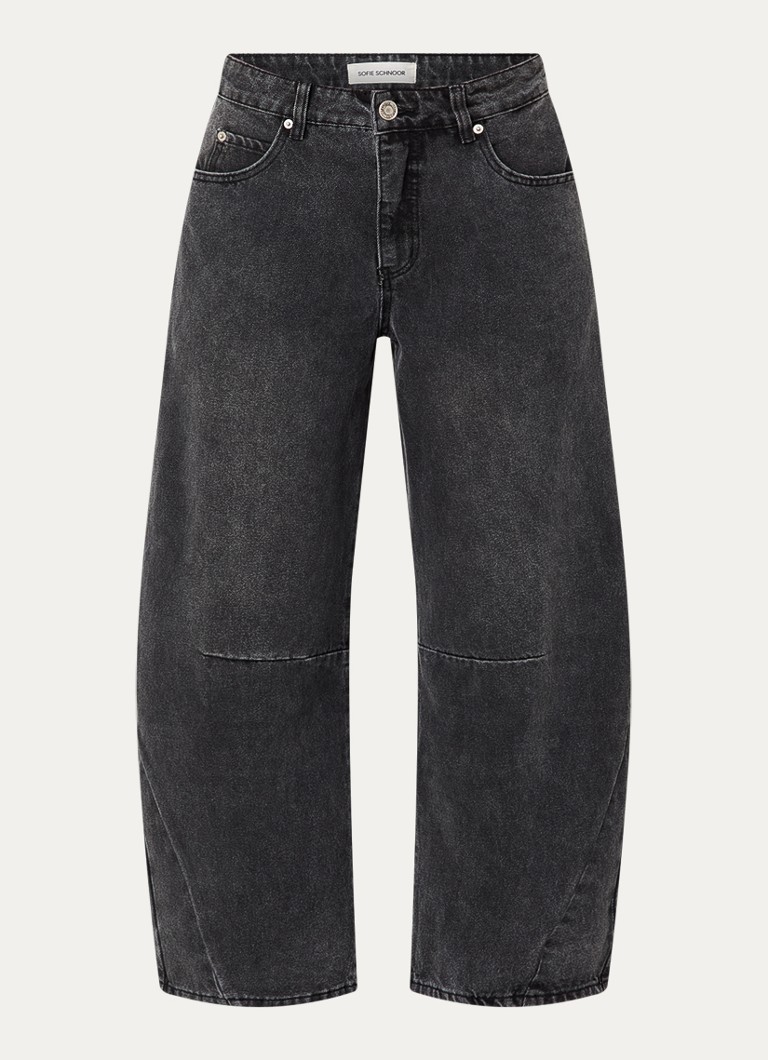 Sofie Schnoor Dames Tomar high waist cropped wide leg jeans met gekleurde wassing in de kleur Antraciet