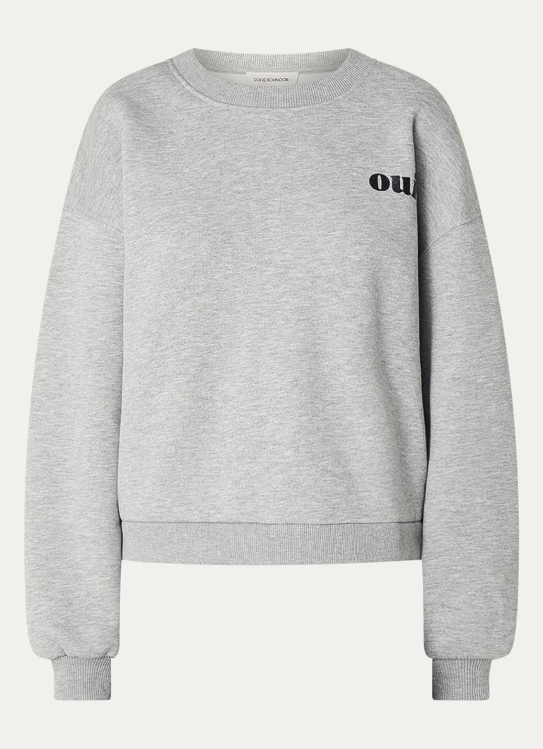 Sofie Schnoor Dames Eli sweater met front- en backprint in de kleur Grijsmele