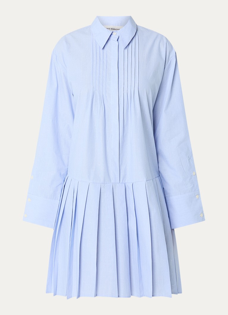 Sofie Schnoor Dames Penelopa blousejurk met plissé en stippenprint in de kleur Blauwgrijs