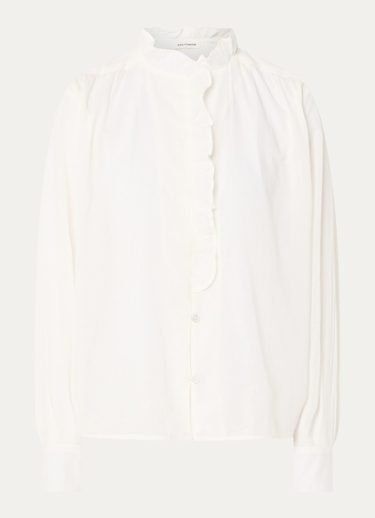 Sofie Schnoor Dames Edna blouse met ruches in de kleur Gebroken wit