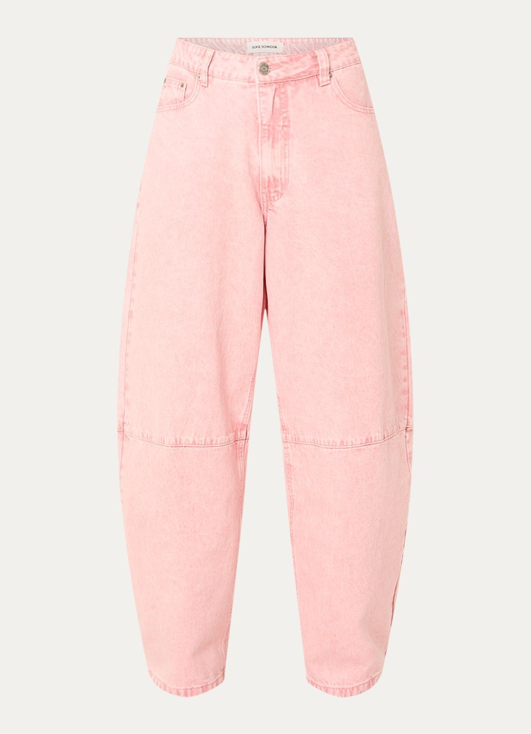 Sofie Schnoor Dames Mid waist tapered fit jeans met gekleurde wassing in de kleur Roze