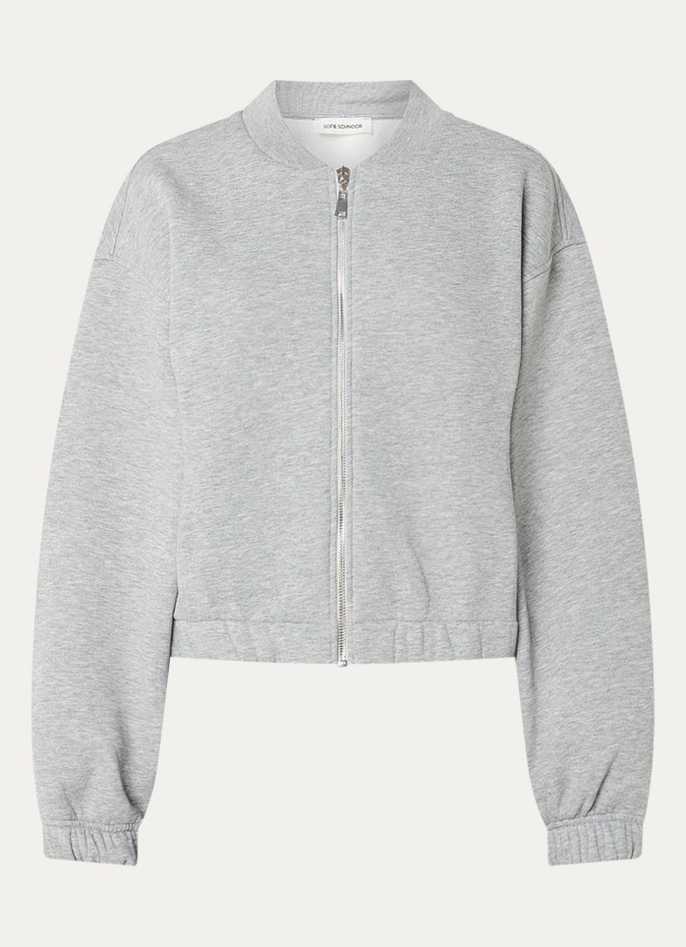 Sofie Schnoor Dames Katie cropped sweatvest in de kleur Grijsmele