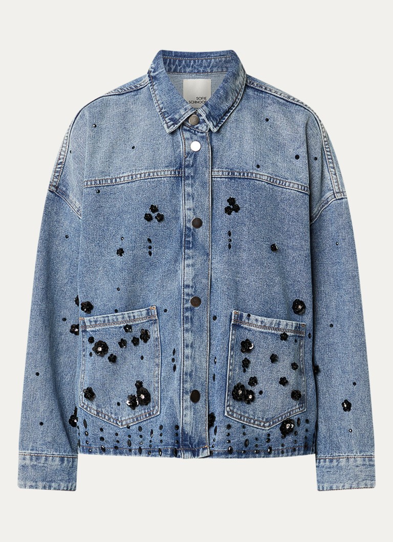 Sofie Schnoor Dames Amaya Spijkerjas met kralendecoratie in de kleur Indigo