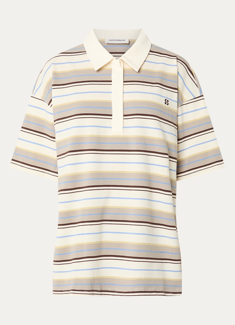 Sofie Schnoor Dames Pil oversized T-shirt met streepprint in de kleur Vanillegeel