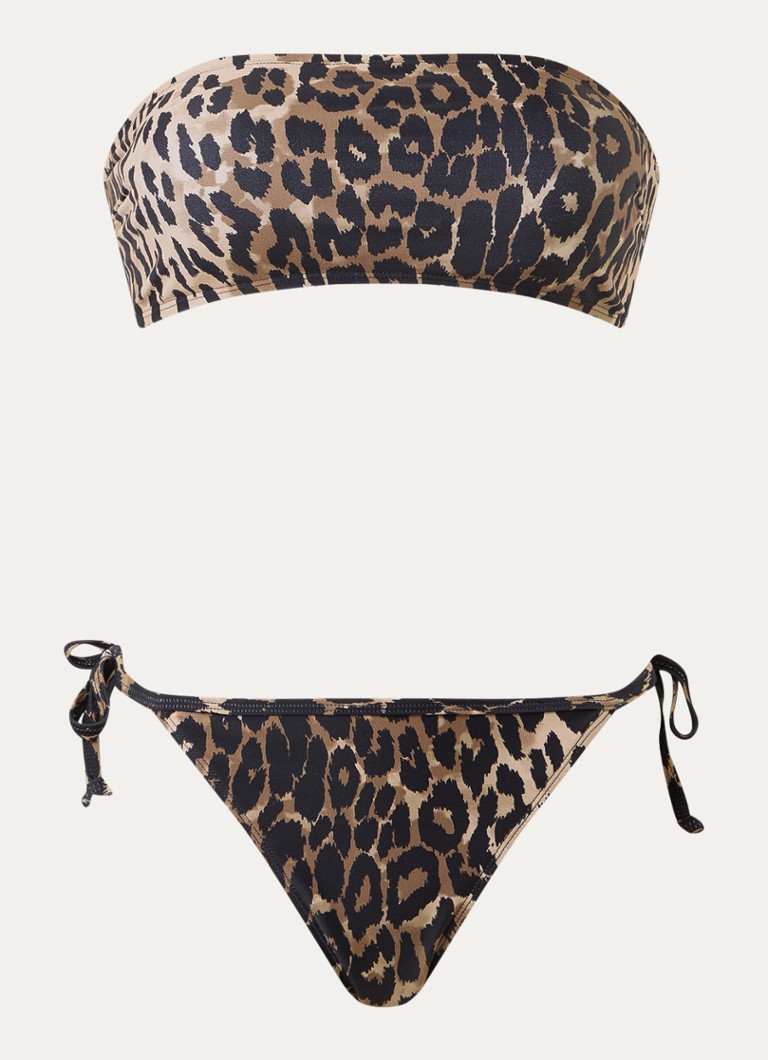 Sofie Schnoor Dames Bandeau bikiniset met panterprint in de kleur Lichtbruin