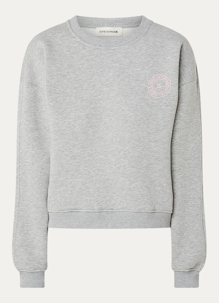 Sofie Schnoor Dames Sweater met logo- en backprint in de kleur Grijsmele