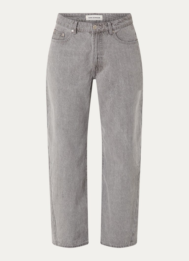 Sofie Schnoor Dames Valencia high waist tapered jeans met gekleurde wassing in de kleur Lichtgrijs