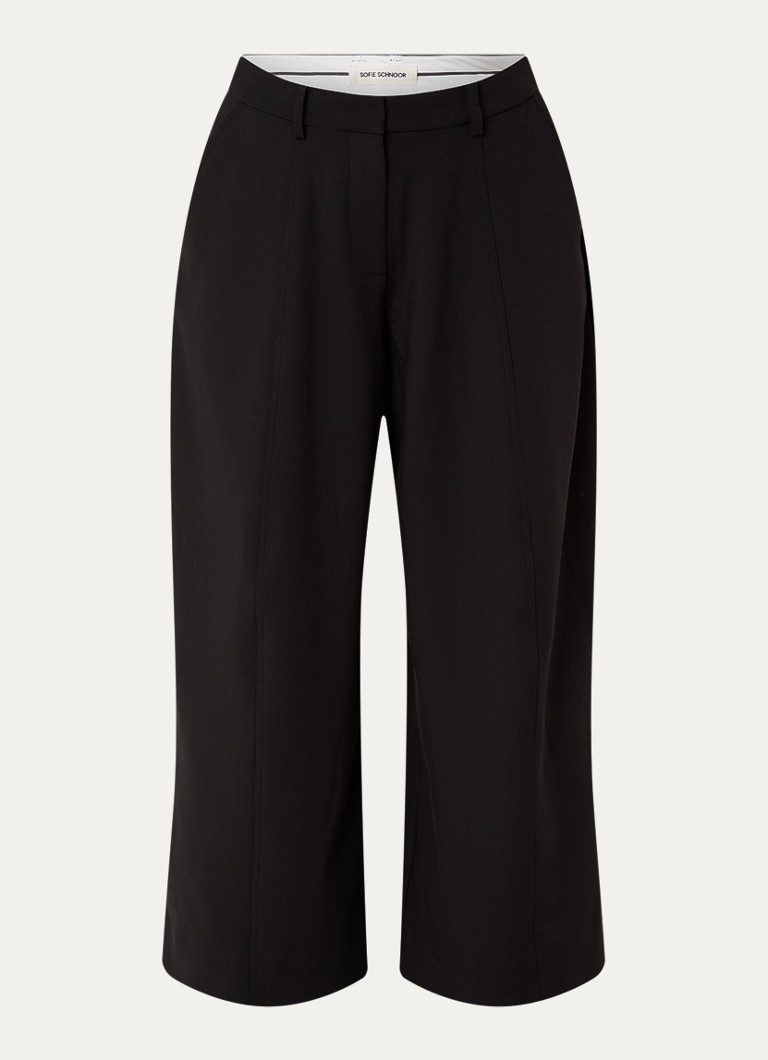 Sofie Schnoor Dames Modena high waist wide fit pantalon met steekzakken in de kleur Zwart