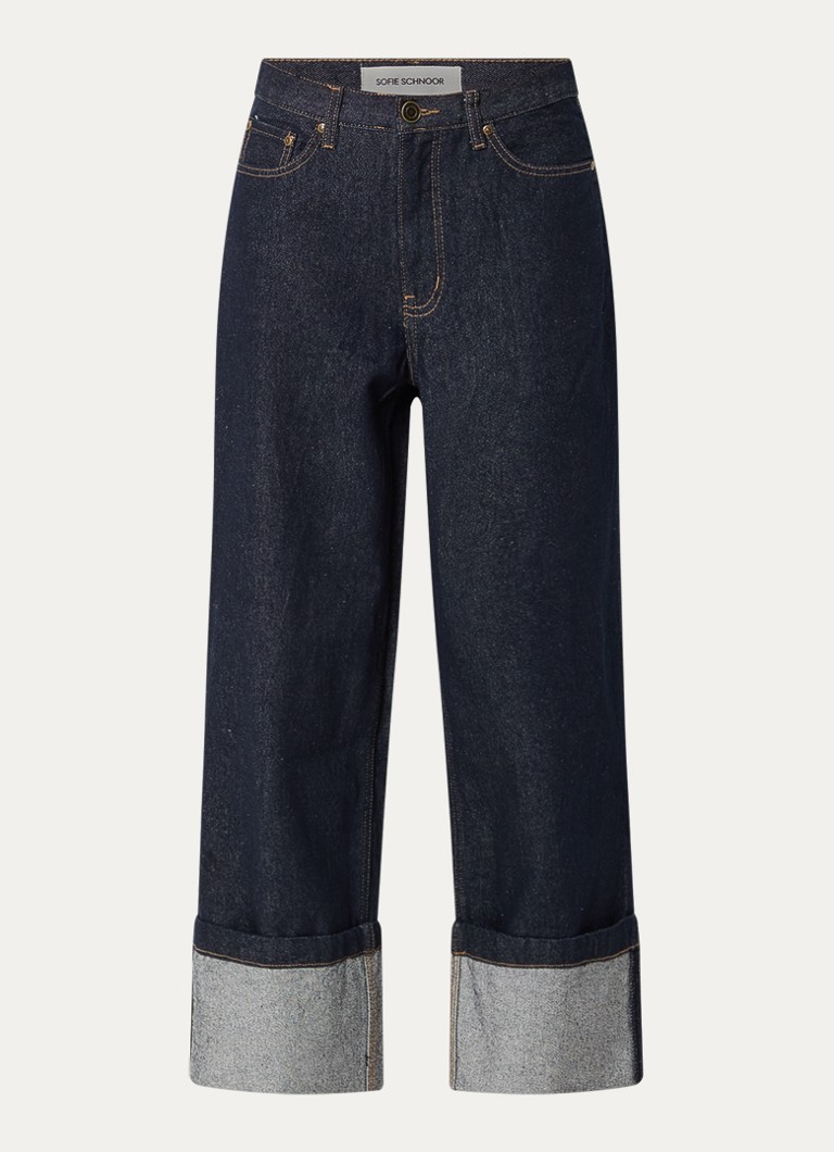 Sofie Schnoor Dames Misha high waist wide leg jeans met donkere wassing in de kleur Indigo