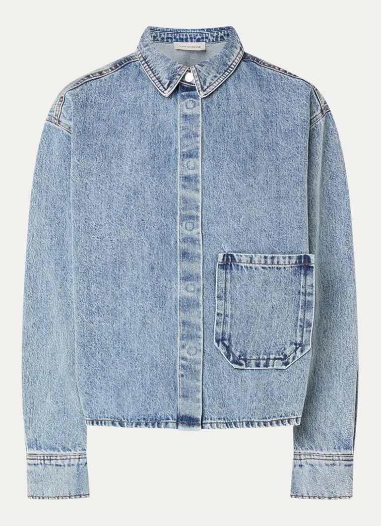 Sofie Schnoor Dames Nashsw blouse van denim met backprint in de kleur Indigo