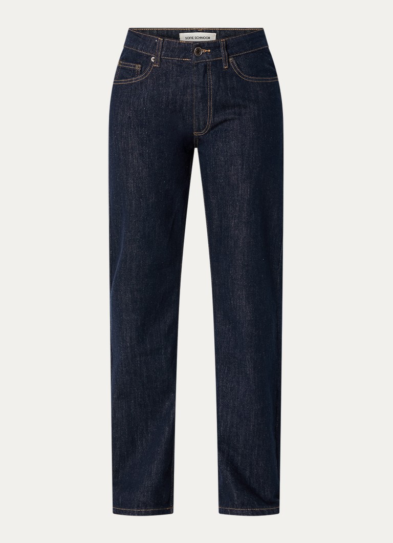 Sofie Schnoor Dames Milanosw high waist straight leg jeans met donkere wassing in de kleur Indigo