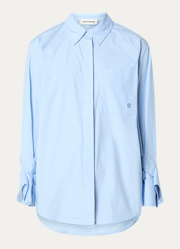 Sofie Schnoor Dames Blouse met borstzak in de kleur Staalblauw