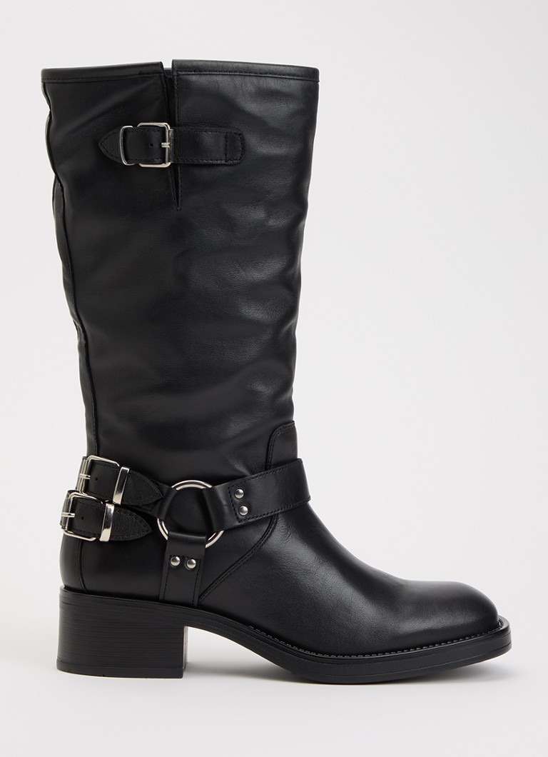 Sofie Schnoor Dames Clarissasw laars van leer met gespdetail in de kleur Zwart