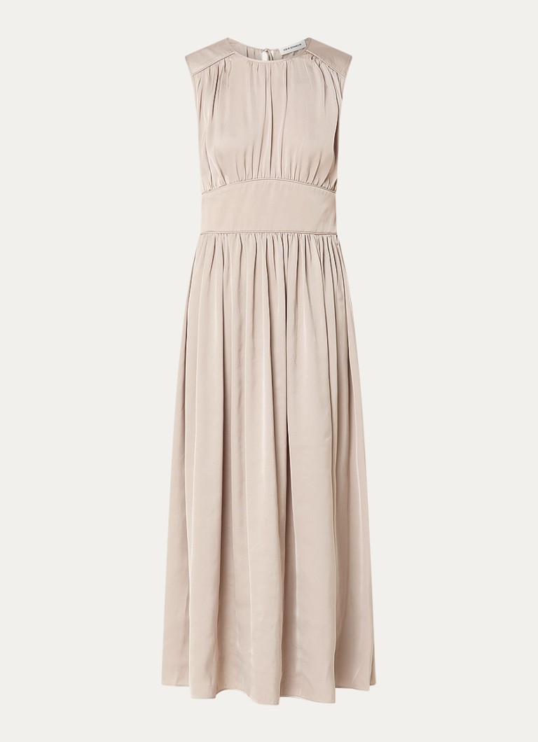 Sofie Schnoor Dames Lins maxi jurk van satijn in de kleur Zand
