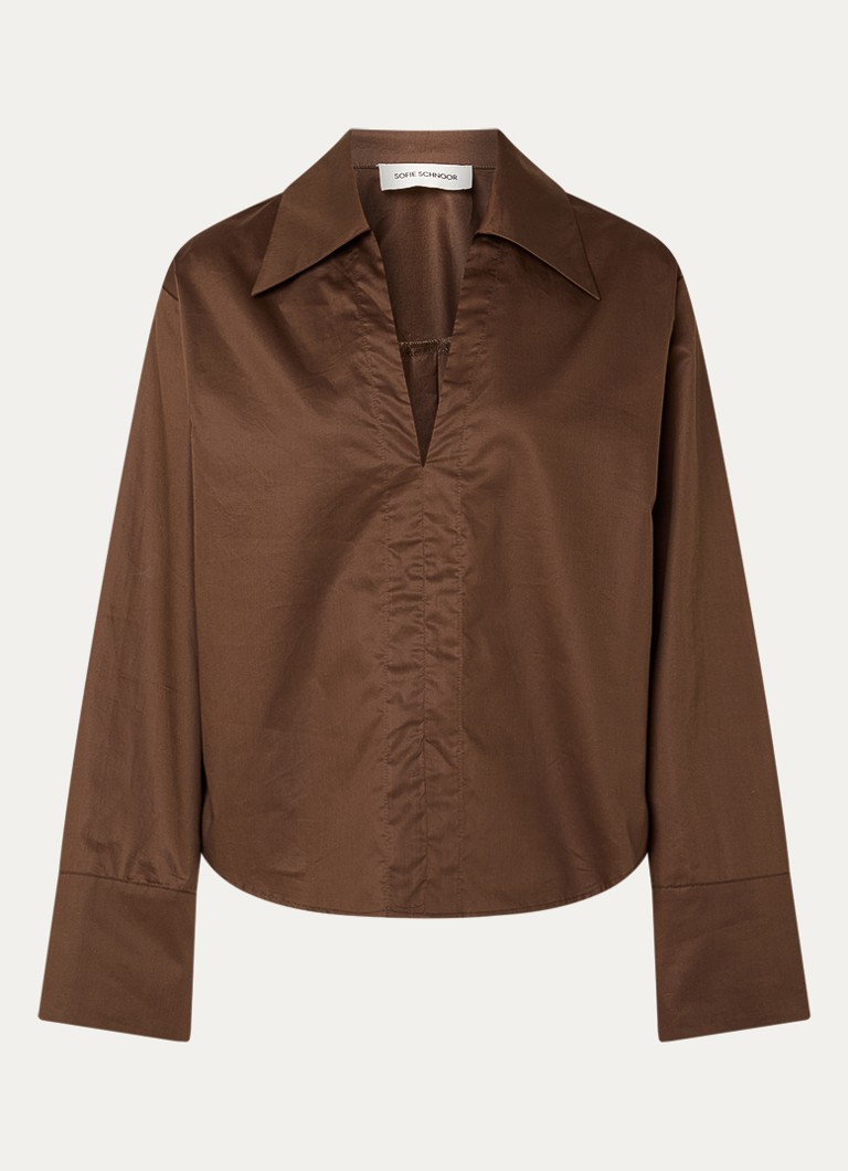 Sofie Schnoor Dames Anoasw tuniek met trompetmouw in de kleur Kastanjebruin