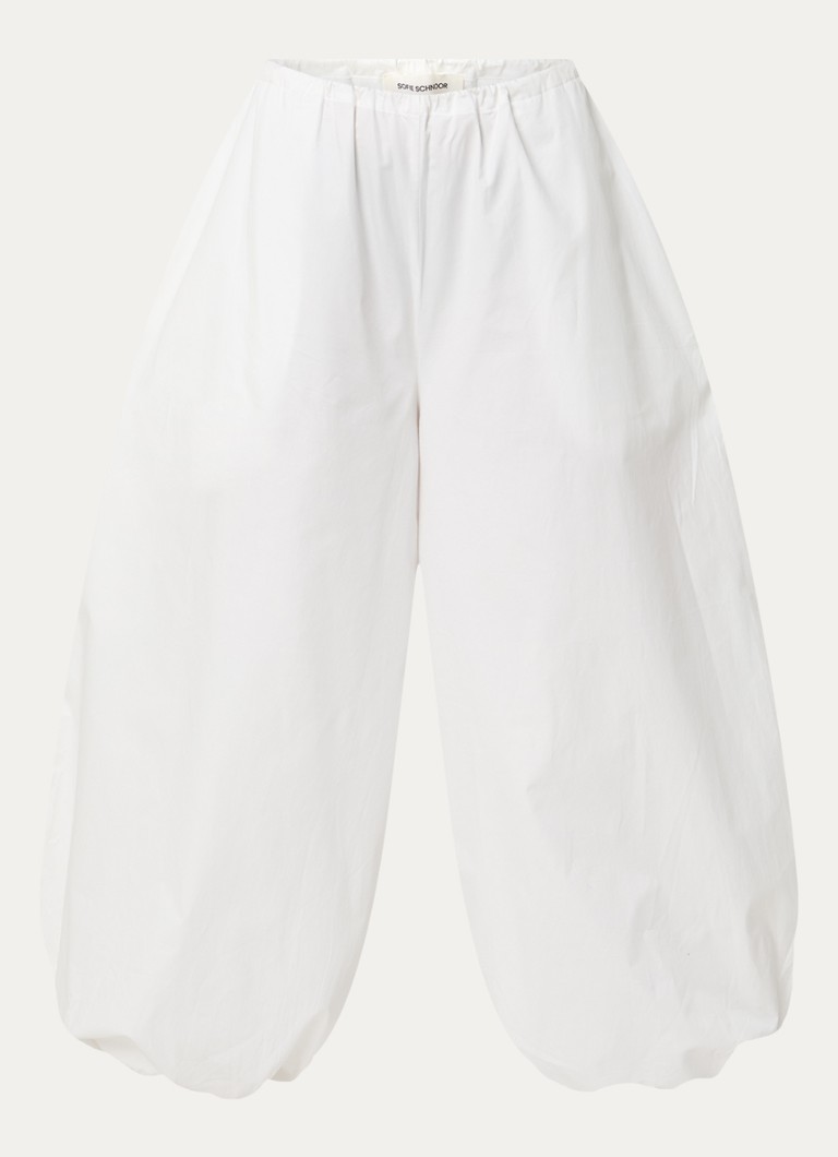 Sofie Schnoor Dames Imirasw low waist balloon fit broek met steekzakken in de kleur Wit