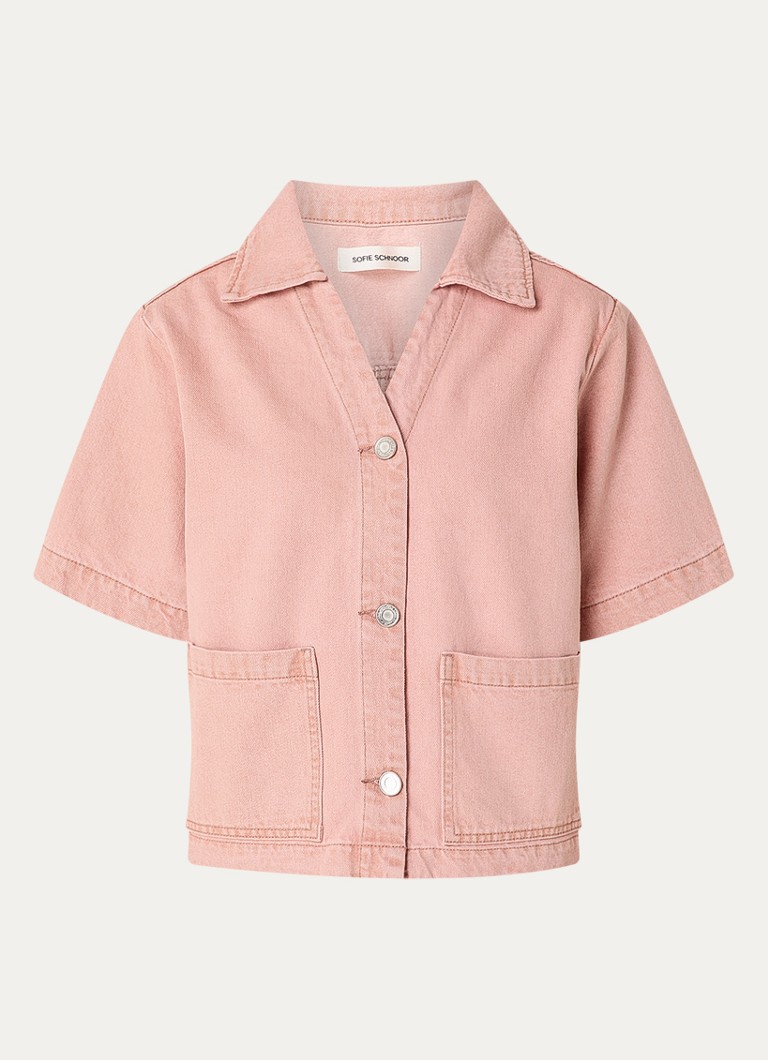 Sofie Schnoor Dames Manja blouse van denim met opgestikte zakken in de kleur Roze