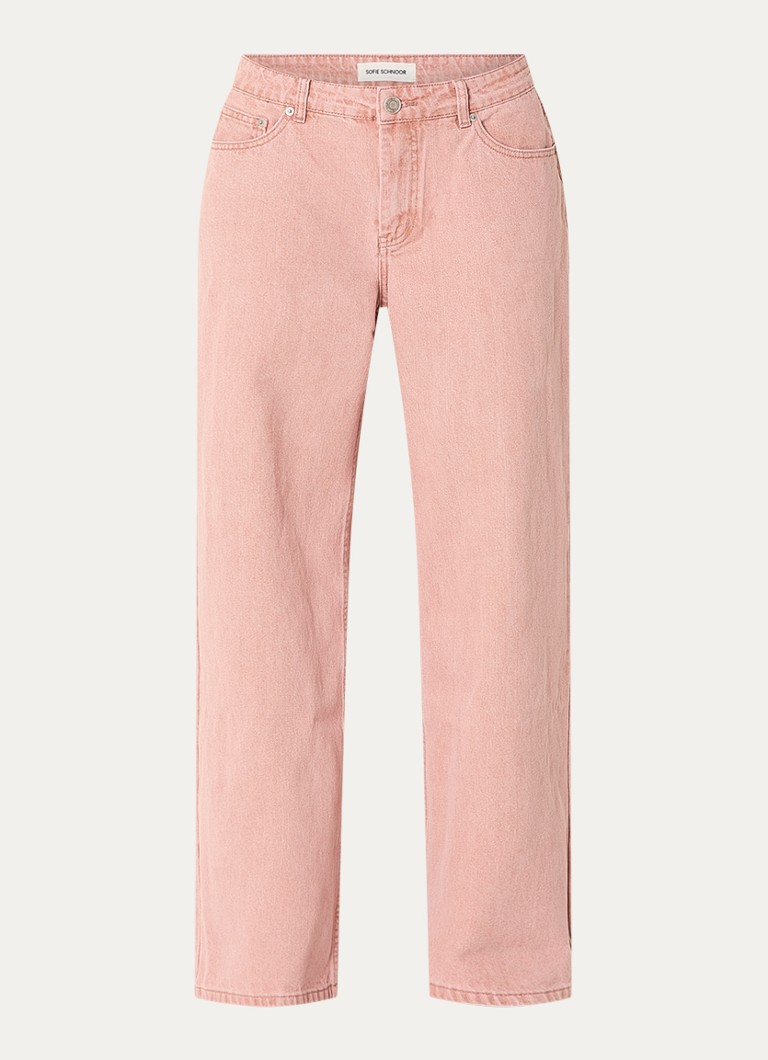 Sofie Schnoor Dames Ozzi high waist wide leg jeans met gekleurde wassing in de kleur Roze