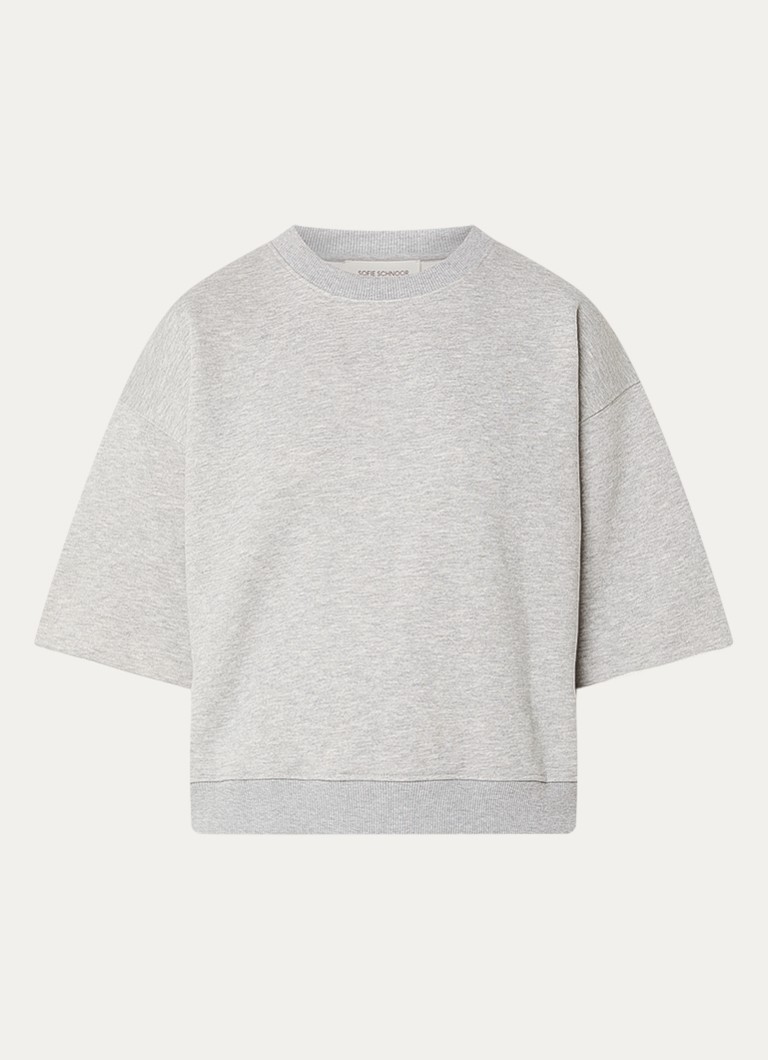 Sofie Schnoor Dames EloiseSY sweater met front- en backprint in de kleur Lichtgrijs