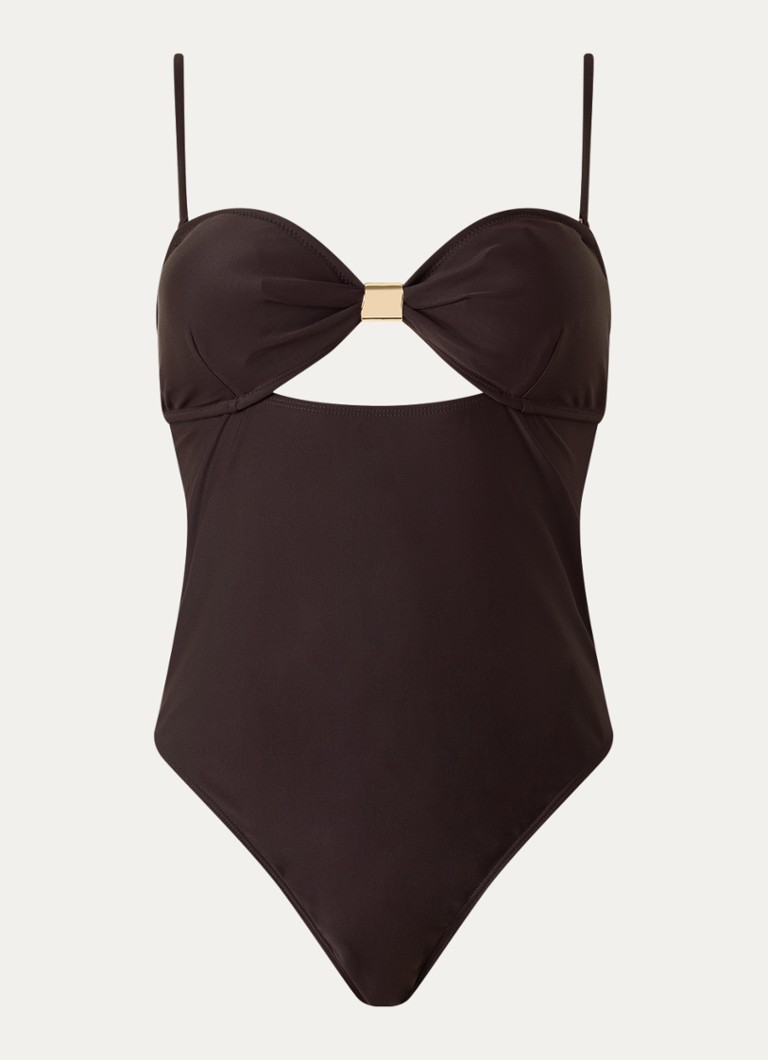 Sofie Schnoor Dames Galiasw badpak met cut-out detail in de kleur Donkerbruin