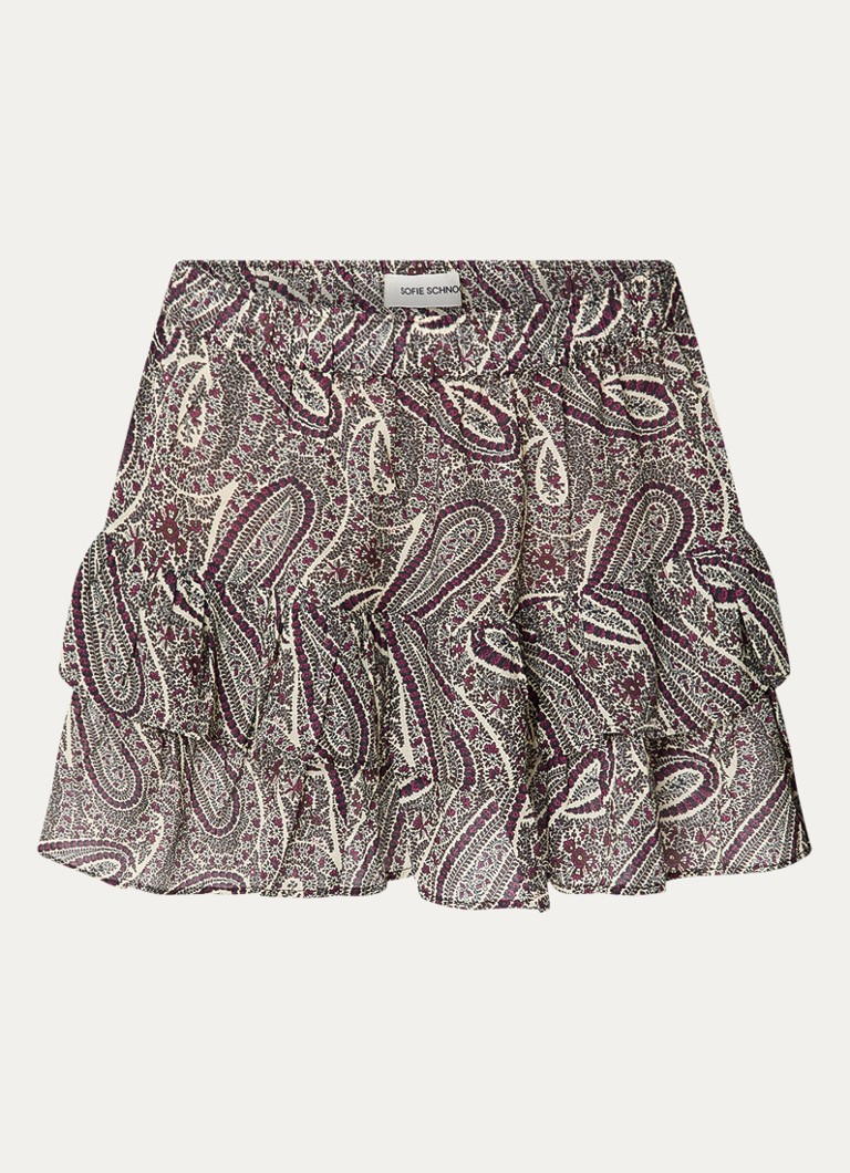 Sofie Schnoor Dames Liviasw mini rok met paisley dessin in de kleur Bordeauxrood