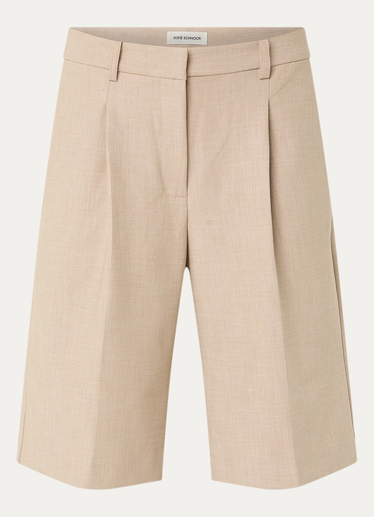 Sofie Schnoor Dames Elsysw high waist wide fit korte broek met steekzakken in de kleur Beige