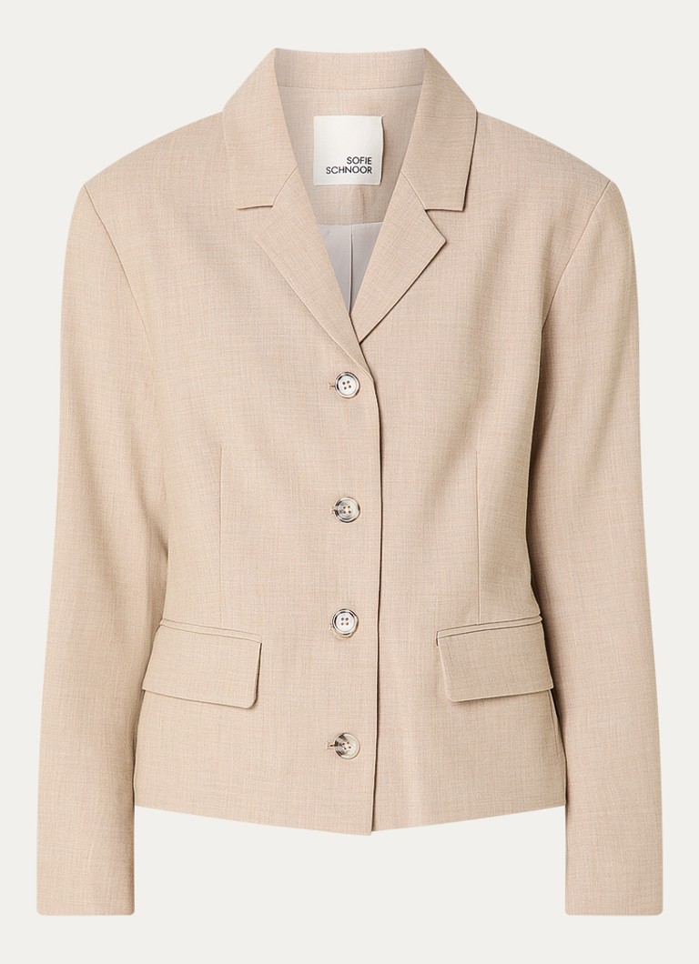 Sofie Schnoor Dames Ellysw blazer met schoudervulling en klepzakken in de kleur Beige