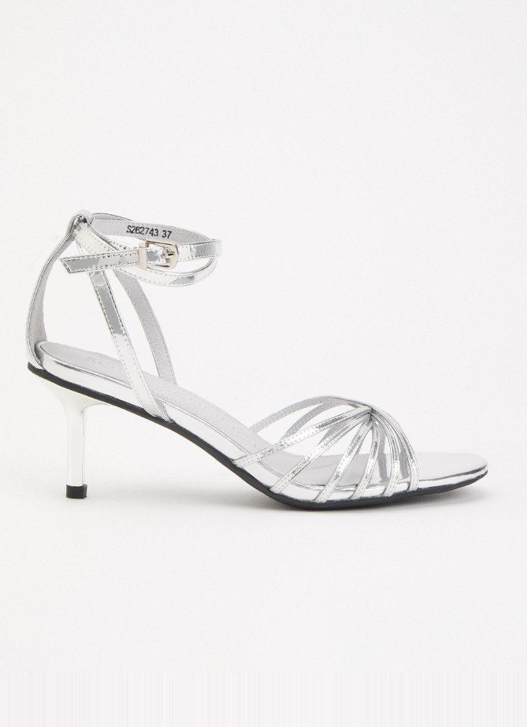 Sofie Schnoor Dames Cecesw sandalette van leer met metallic finish in de kleur Zilver