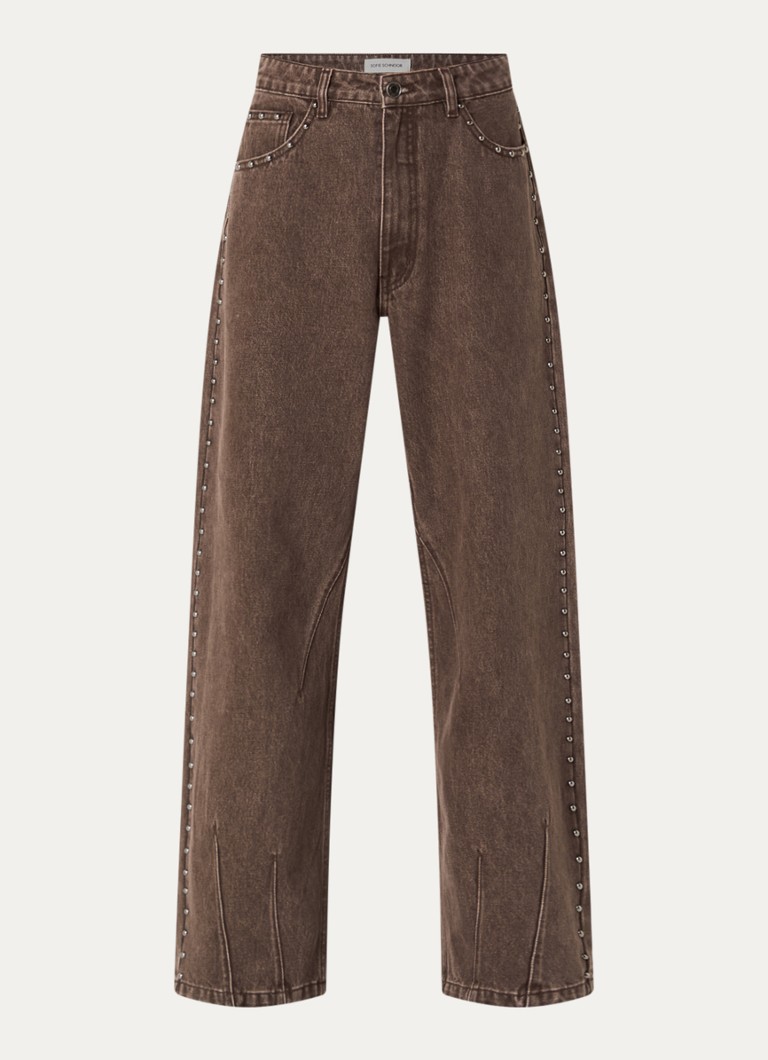 Sofie Schnoor Dames Havana high waist loose fit jeans met gekleurde wassing in de kleur Bruin