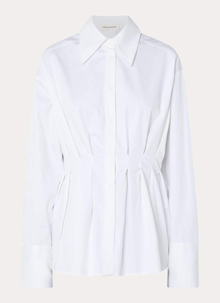 Sofie Schnoor Dames Mikrasw blouse met plooidetail in de kleur Wit