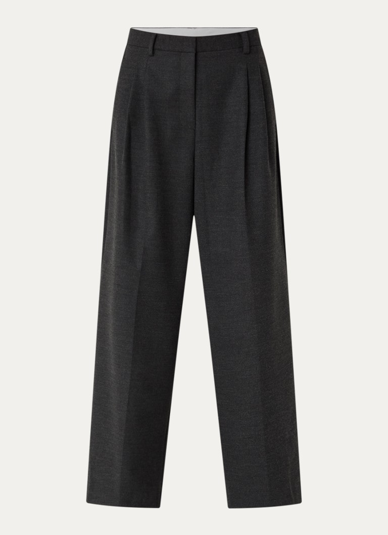 Sofie Schnoor Dames Rosalinda high waist wide fit pantalon met steekzakken in de kleur Donkergrijs